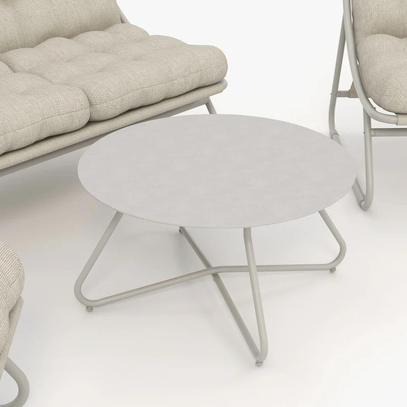 Patio Conversation Set Sofa Chairs Table Set, With Removable Padded Olefin Cushions In Metal Frame For Outdoor (Set Of 4)