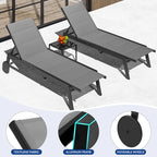 Outdoor Resin Lounge With Adjustable Back, Upholstered Fabric With Side Table - N/A