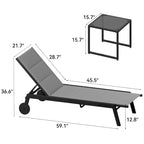 Outdoor Resin Lounge With Adjustable Back, Upholstered Fabric With Side Table - N/A