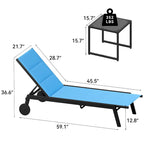 Outdoor Resin Lounge With Adjustable Back, Upholstered Fabric With Side Table - N/A