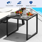 Outdoor Resin Lounge With Adjustable Back, Upholstered Fabric With Side Table - N/A