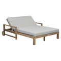 Farmhouse Acacia Wood Outdoor Sunbed with Adjustable Backrest