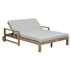 Farmhouse Acacia Wood Outdoor Sunbed with Adjustable Backrest