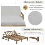 Farmhouse Acacia Wood Outdoor Sunbed with Adjustable Backrest