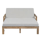 Farmhouse Acacia Wood Outdoor Sunbed with Adjustable Backrest