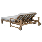 Farmhouse Acacia Wood Outdoor Sunbed with Adjustable Backrest