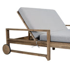 Farmhouse Acacia Wood Outdoor Sunbed with Adjustable Backrest