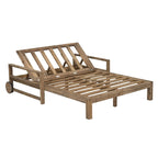 Farmhouse Acacia Wood Outdoor Sunbed with Adjustable Backrest