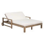Farmhouse Acacia Wood Outdoor Sunbed with Adjustable Backrest