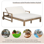 Farmhouse Acacia Wood Outdoor Sunbed with Adjustable Backrest