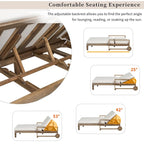 Farmhouse Acacia Wood Outdoor Sunbed with Adjustable Backrest