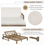 Farmhouse Acacia Wood Outdoor Sunbed with Adjustable Backrest