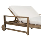 Farmhouse Acacia Wood Outdoor Sunbed with Adjustable Backrest