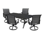 5-Piece Outdoor Textilene Aluminum Swivel Chair Dining Set