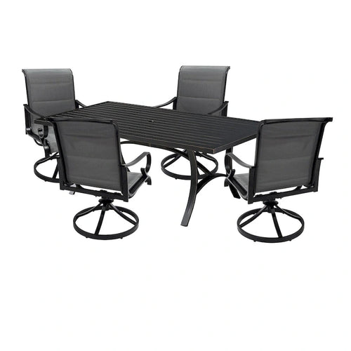 5-Piece Outdoor Textilene Aluminum Swivel Chair Dining Set
