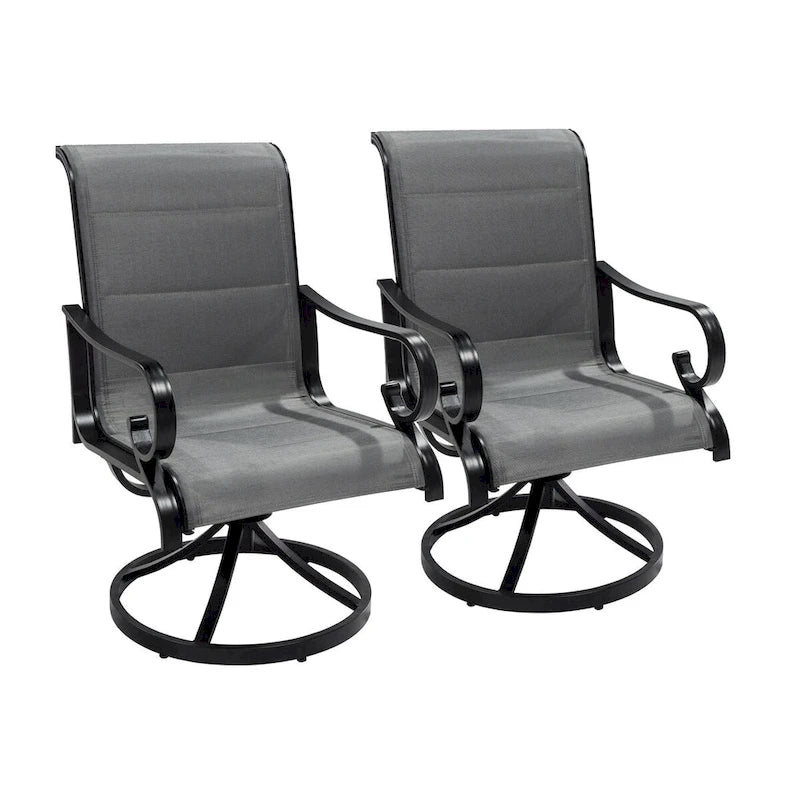 5-Piece Outdoor Textilene Aluminum Swivel Chair Dining Set