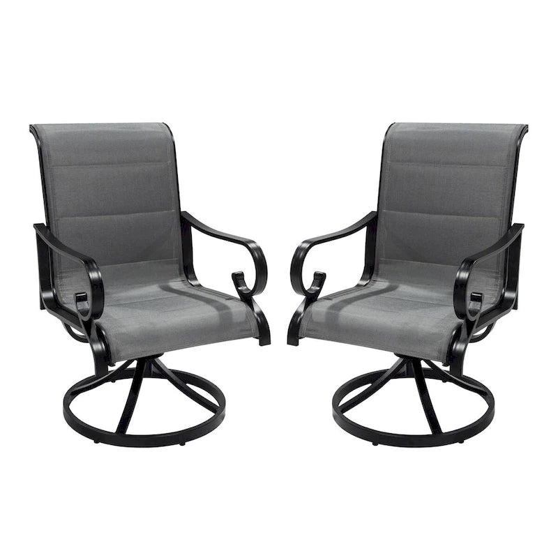 5-Piece Outdoor Textilene Aluminum Swivel Chair Dining Set