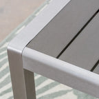 Coral Outdoor Aluminum Dining Table with Faux Wood Top,for Dining Room,Kitchen,Easy Assembly