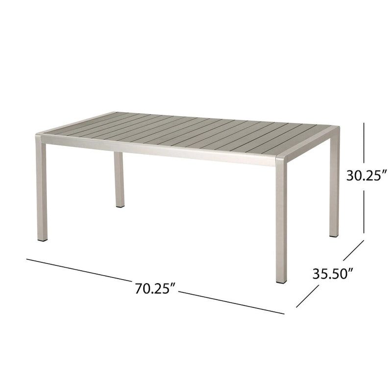 Coral Outdoor Aluminum Dining Table with Faux Wood Top,for Dining Room,Kitchen,Easy Assembly