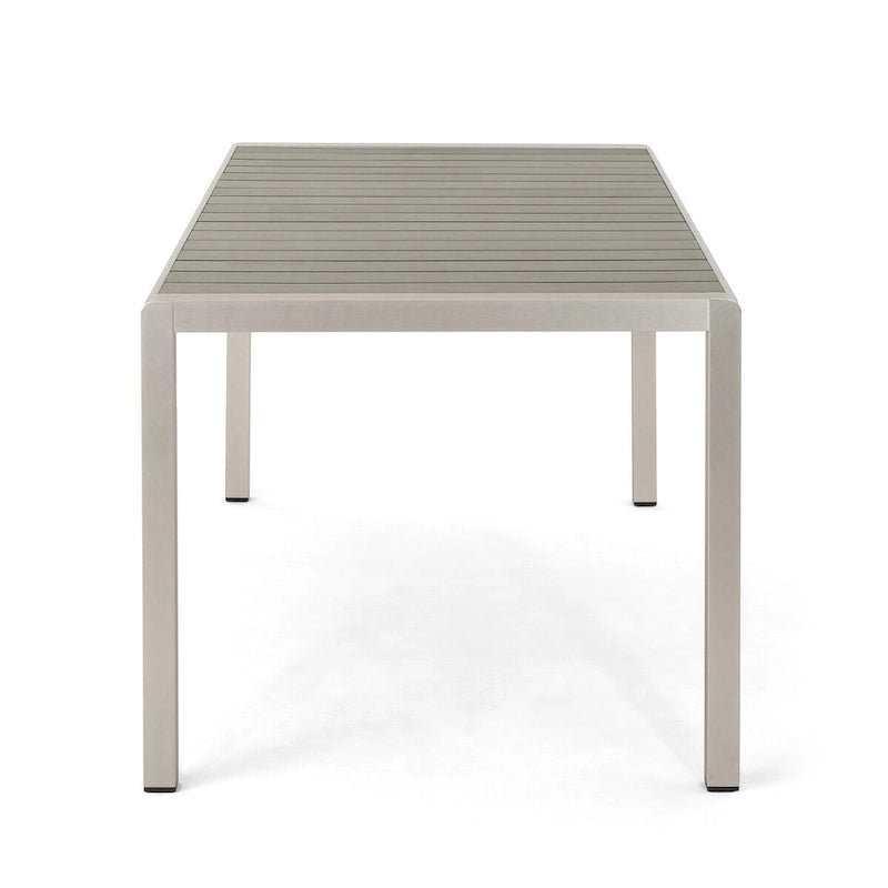 Coral Outdoor Aluminum Dining Table with Faux Wood Top,for Dining Room,Kitchen,Easy Assembly