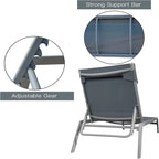 5 Adjustable Steel Outdoor 2 Chaise Lounge Chair with Pillow and 1 Table in Blue - N/A