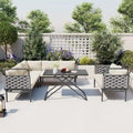 5-Piece Modern Patio Sectional Sofa Set with Glass Table and Cushions