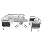 5-Piece Modern Patio Sectional Sofa Set with Glass Table and Cushions