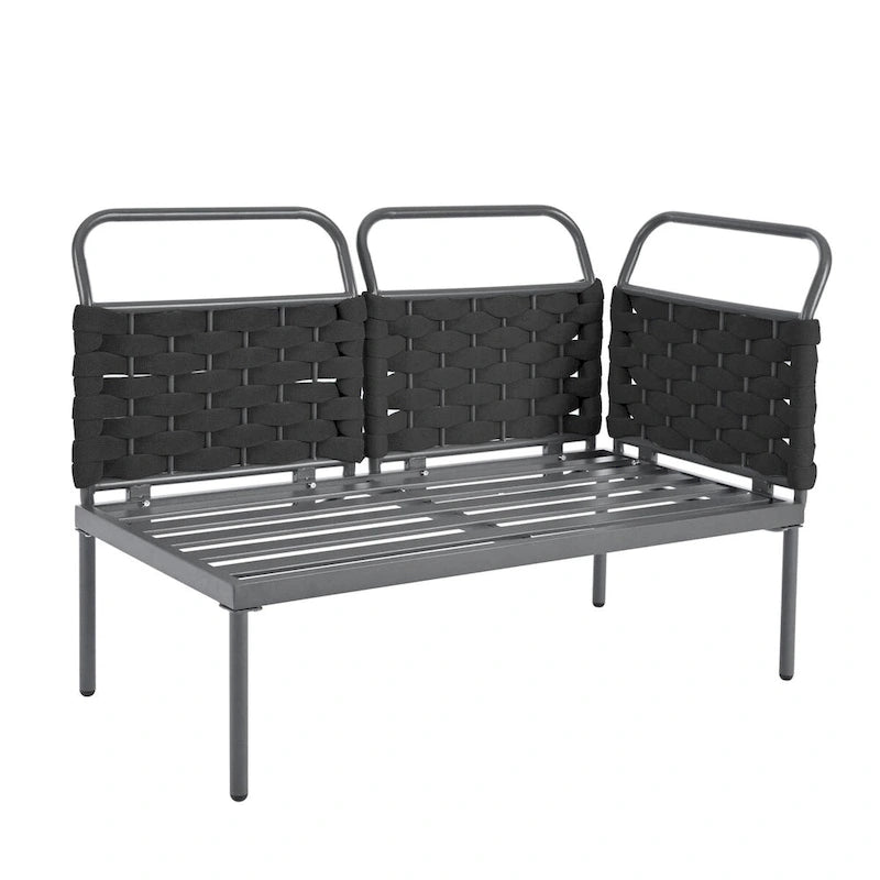 5-Piece Modern Patio Sectional Sofa Set with Glass Table and Cushions