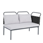 5-Piece Modern Patio Sectional Sofa Set with Glass Table and Cushions