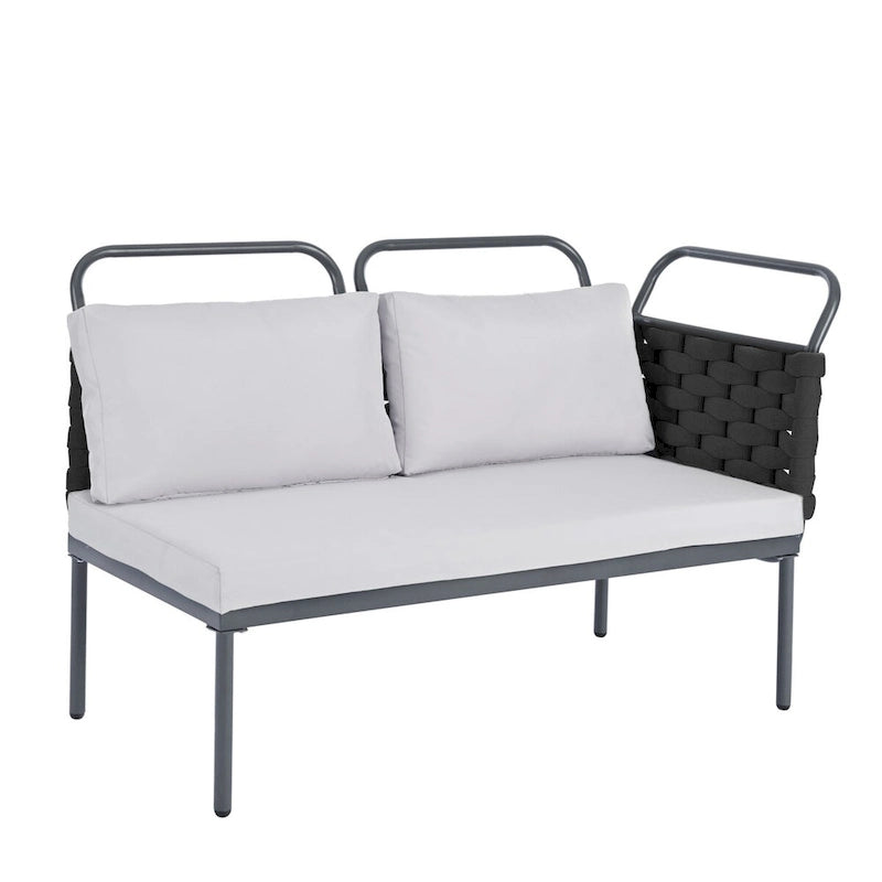 5-Piece Modern Patio Sectional Sofa Set with Glass Table and Cushions
