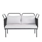5-Piece Modern Patio Sectional Sofa Set with Glass Table and Cushions