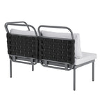 5-Piece Modern Patio Sectional Sofa Set with Glass Table and Cushions