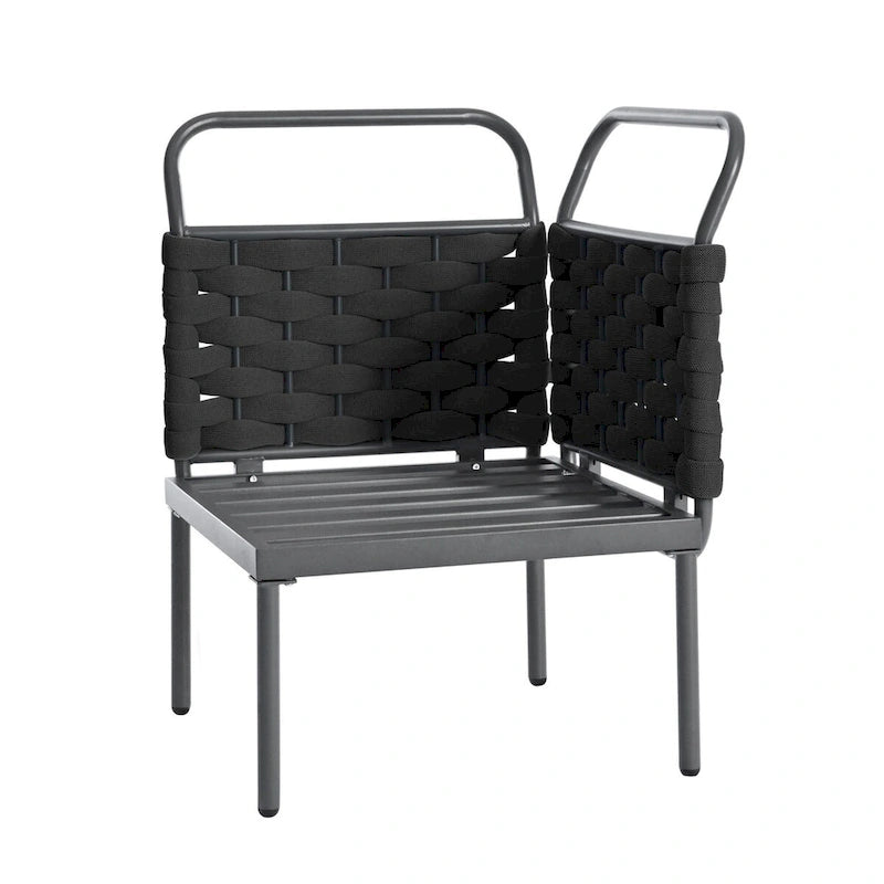 5-Piece Modern Patio Sectional Sofa Set with Glass Table and Cushions