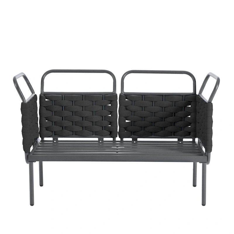 5-Piece Modern Patio Sectional Sofa Set with Glass Table and Cushions