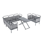 5-Piece Modern Patio Sectional Sofa Set with Glass Table and Cushions