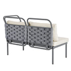 5-Piece Modern Patio Sectional Sofa Set with Glass Table and Cushions