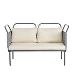5-Piece Modern Patio Sectional Sofa Set with Glass Table and Cushions