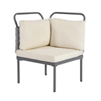 5-Piece Modern Patio Sectional Sofa Set with Glass Table and Cushions