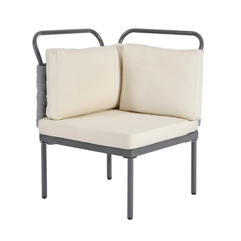 5-Piece Modern Patio Sectional Sofa Set with Glass Table and Cushions