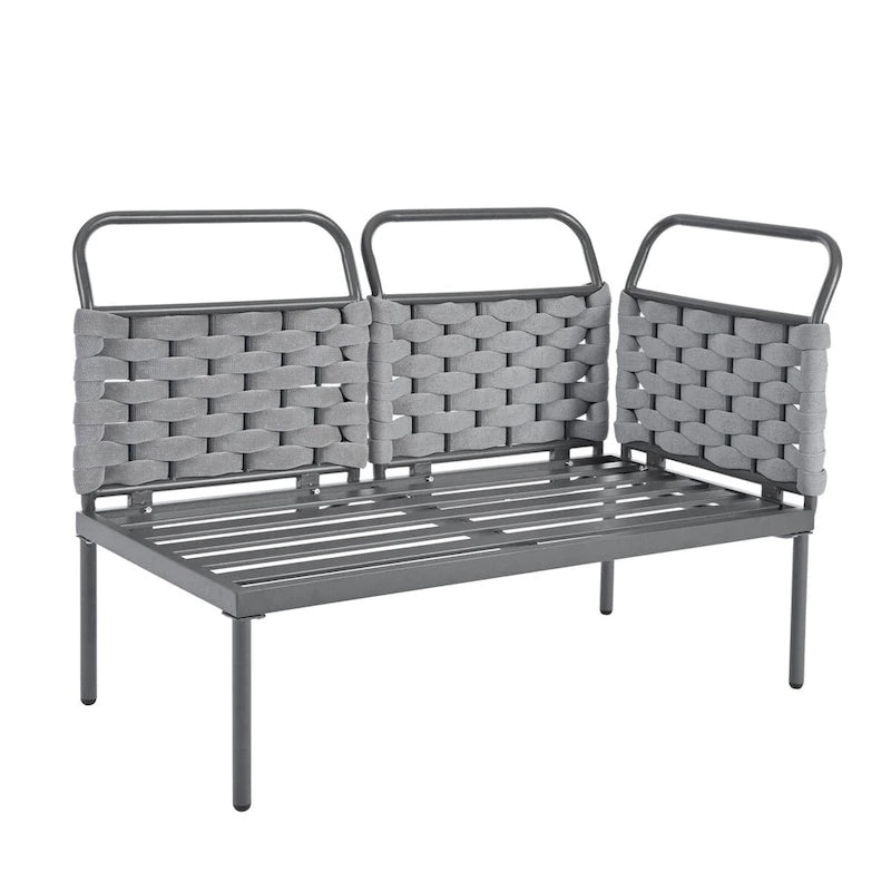 5-Piece Modern Patio Sectional Sofa Set with Glass Table and Cushions