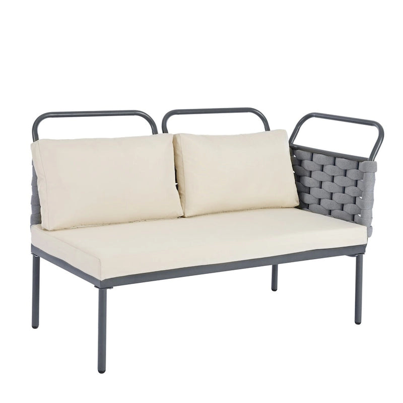 5-Piece Modern Patio Sectional Sofa Set with Glass Table and Cushions