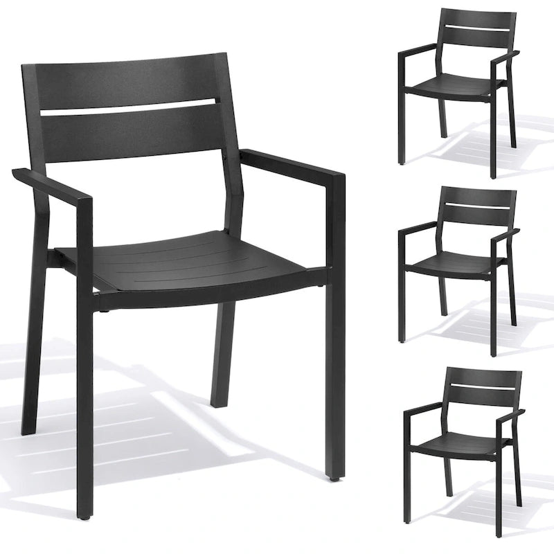 VredHom 2/4 PCS Outdoor Dining Chairs Aluminum Stackable Armchair