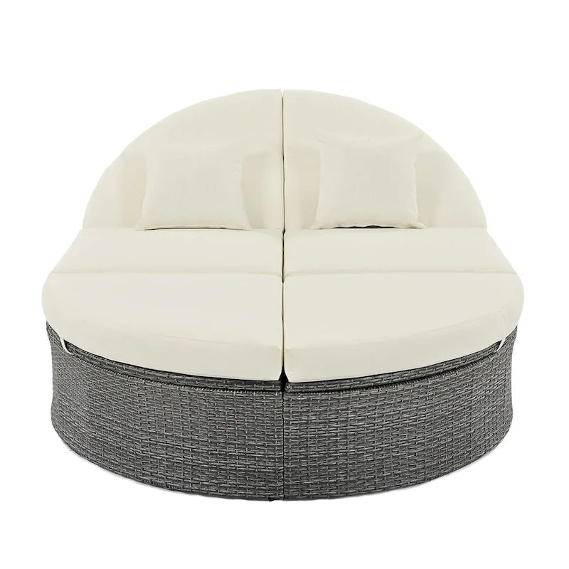 Outdoor Sun Bed Patio 2-Person Daybed with Cushions and Pillows