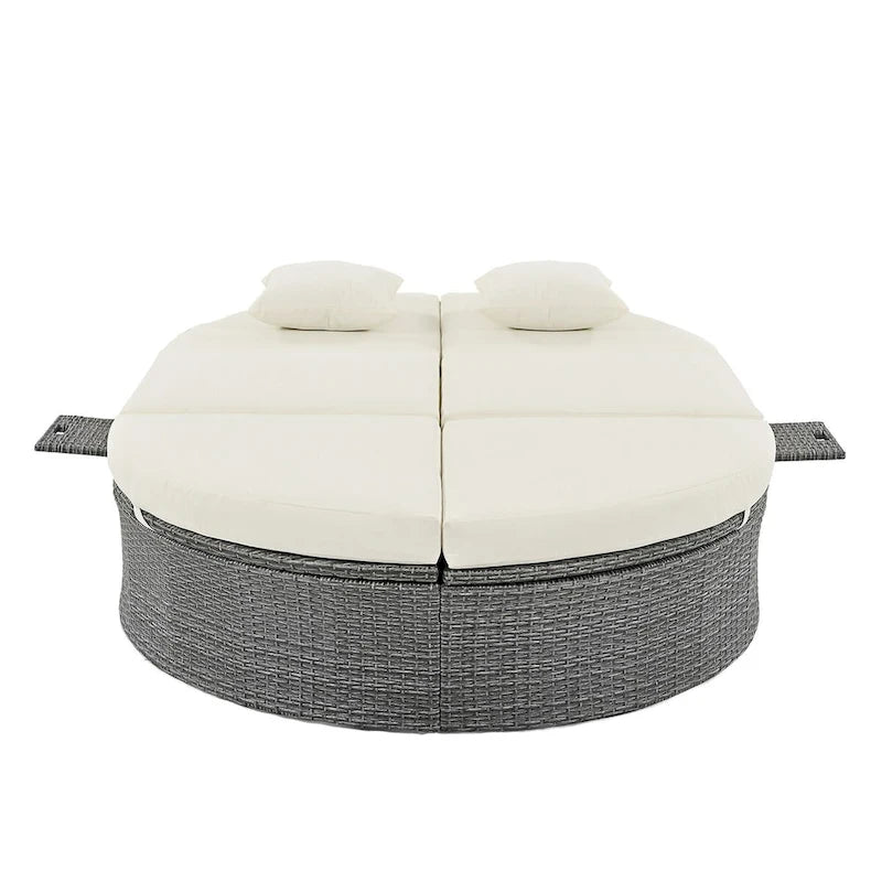 Outdoor Sun Bed Patio 2-Person Daybed with Cushions and Pillows