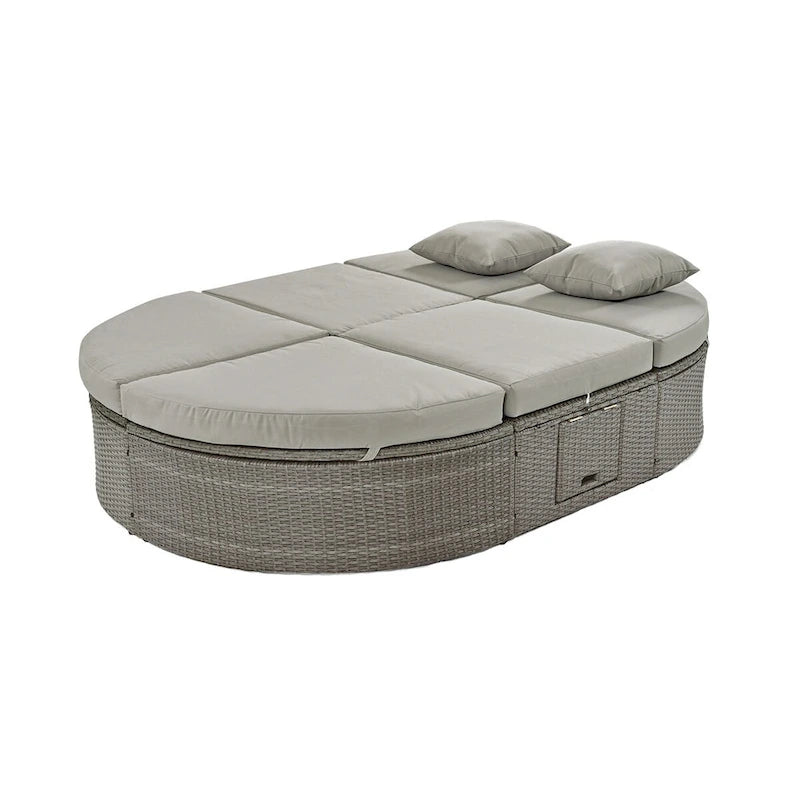 Outdoor Sun Bed Patio 2-Person Daybed with Cushions and Pillows