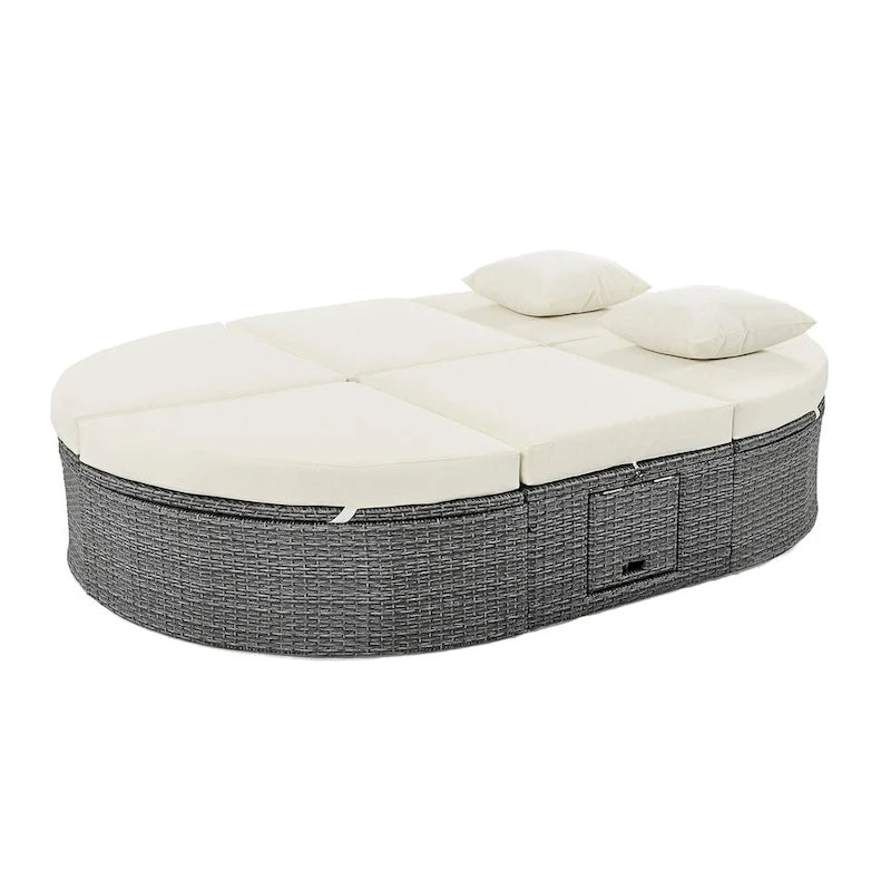 Outdoor Sun Bed Patio 2-Person Daybed with Cushions and Pillows