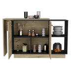 Kitchen Island for Kitchen, Dining Room, Black / Light Oak