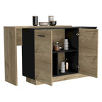 Kitchen Island for Kitchen, Dining Room, Black / Light Oak