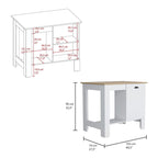 Kitchen island Shoproni, One Drawer, White Finish,High quality and durable