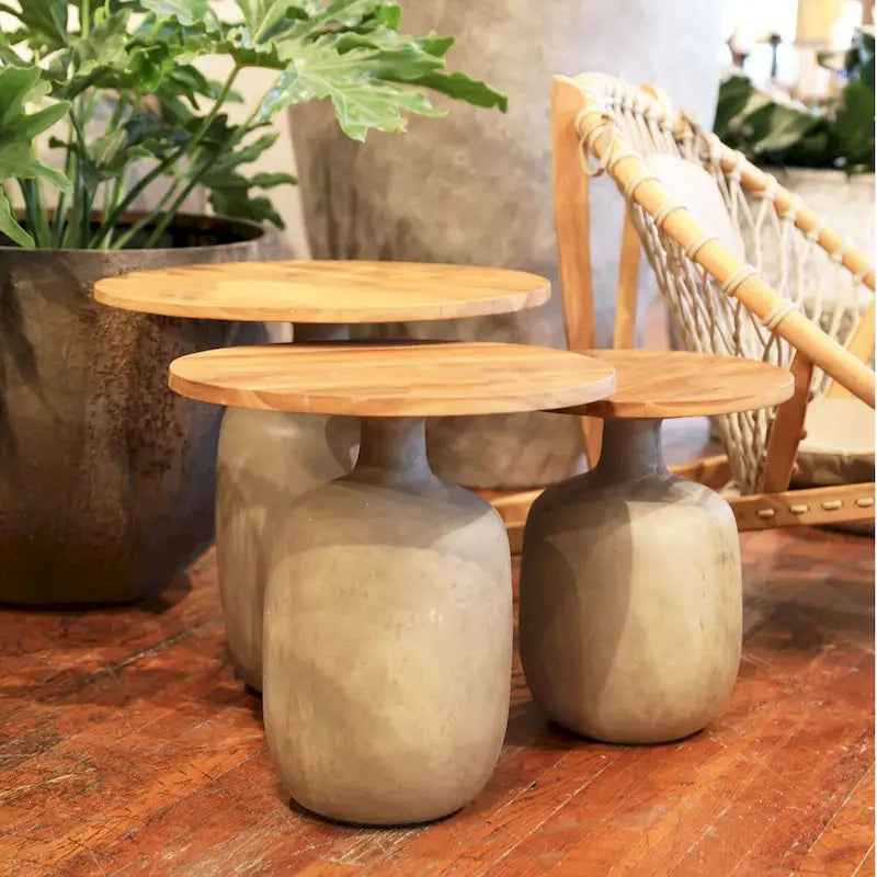Elizabeth End Table, Natural/Gray